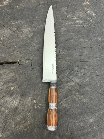 10&quot; Chef Knife, Jacaranda Hardwood &amp; Nickel Ring SS440 - 250mm