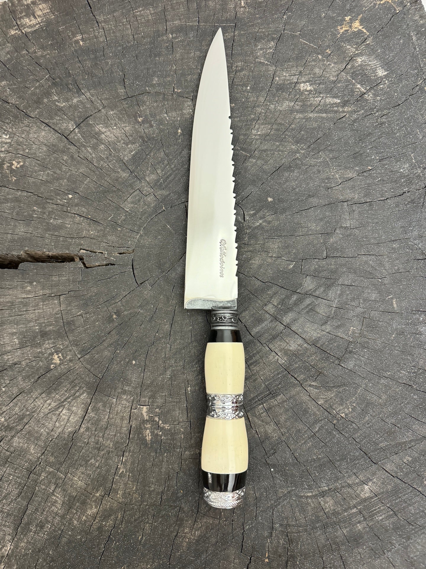 10&quot; Chef Knife, Ostrich Bone &amp; Nickel Ring SS440 - 250mm