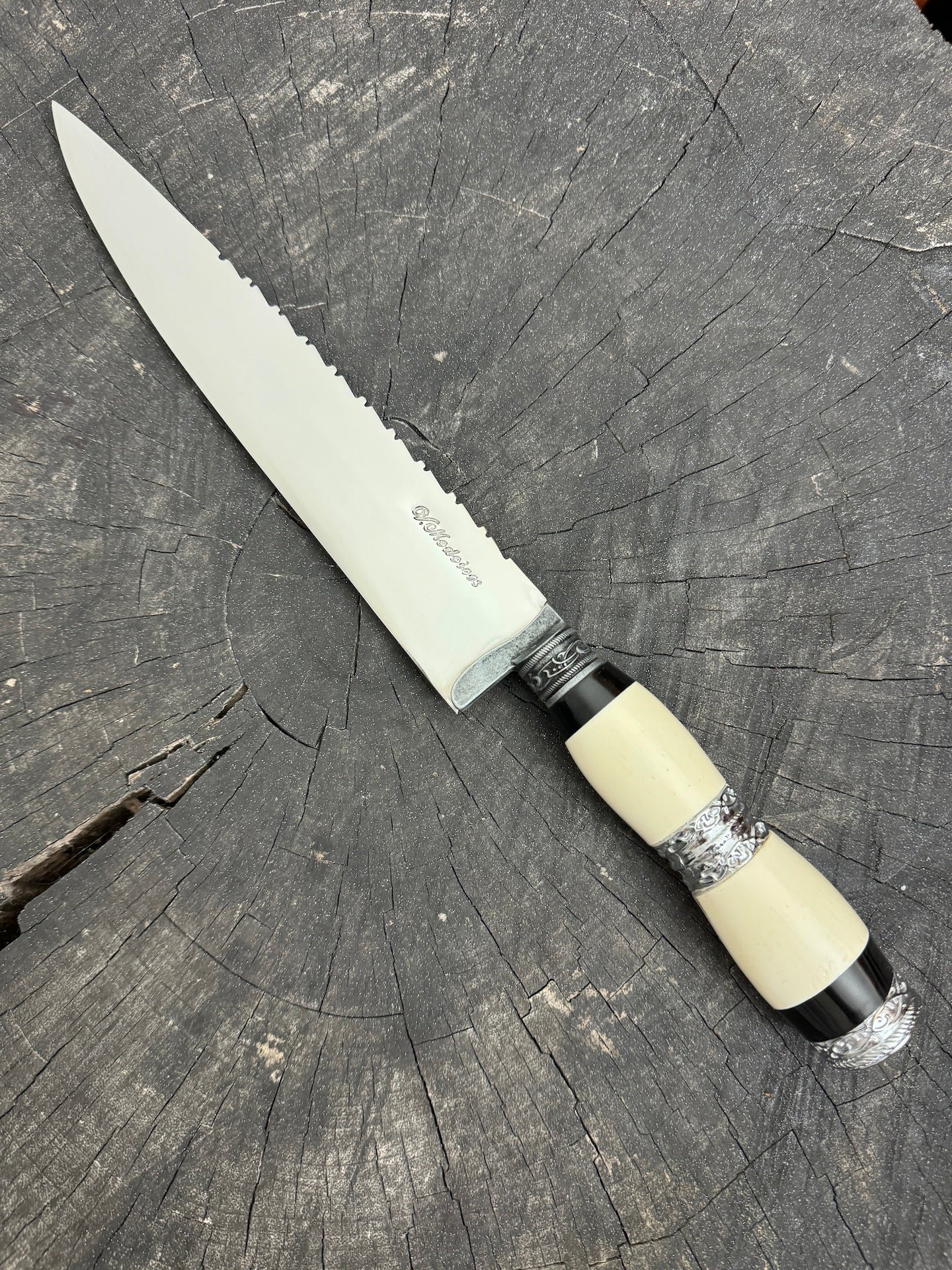 10&quot; Chef Knife, Ostrich Bone &amp; Nickel Ring SS440 - 250mm