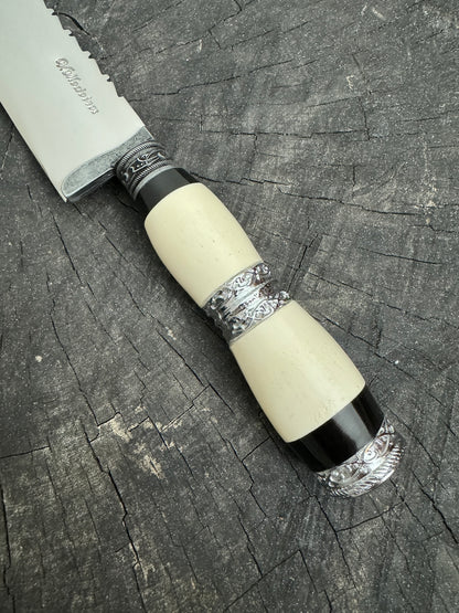 10&quot; Chef Knife, Ostrich Bone &amp; Nickel Ring SS440 - 250mm