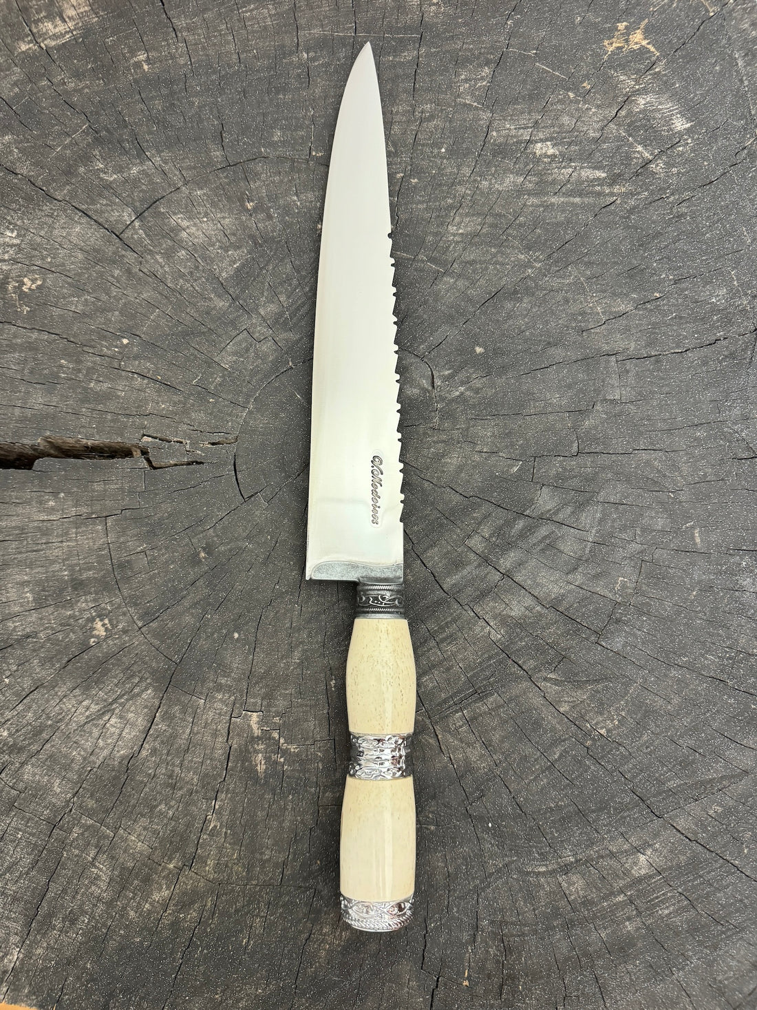 10&quot; Chef Knife, Ostrich Bone &amp; Nickel Ring SS440 - 250mm