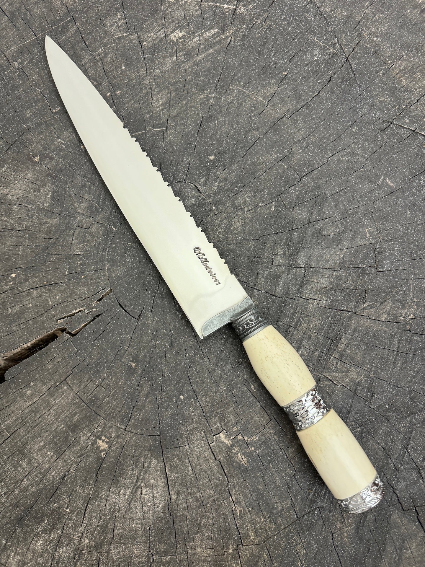 10&quot; Chef Knife, Ostrich Bone &amp; Nickel Ring SS440 - 250mm