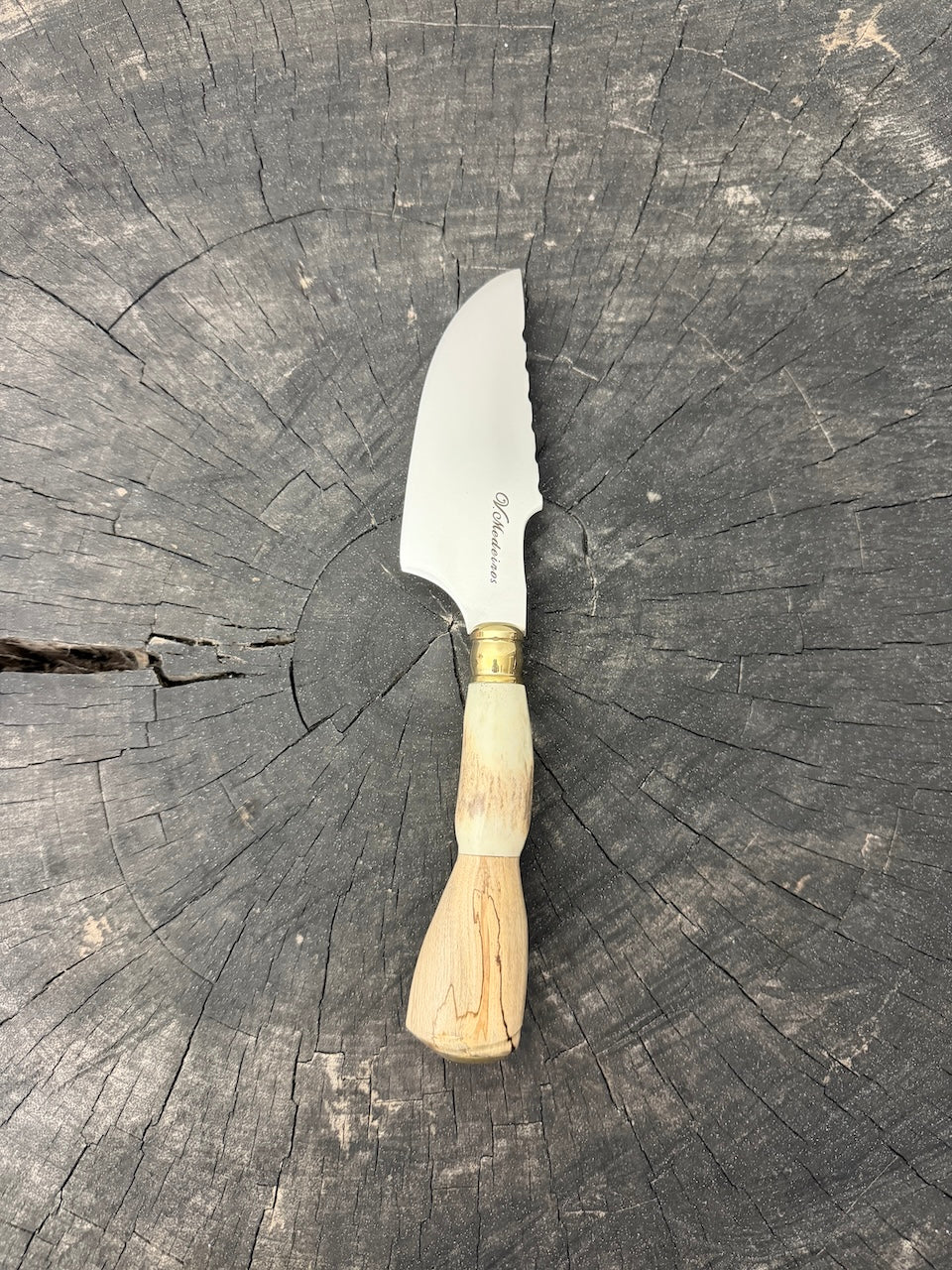 4” Skinner Knife, Deer Antler &amp; Orange Tree - SS420 - 105mm
