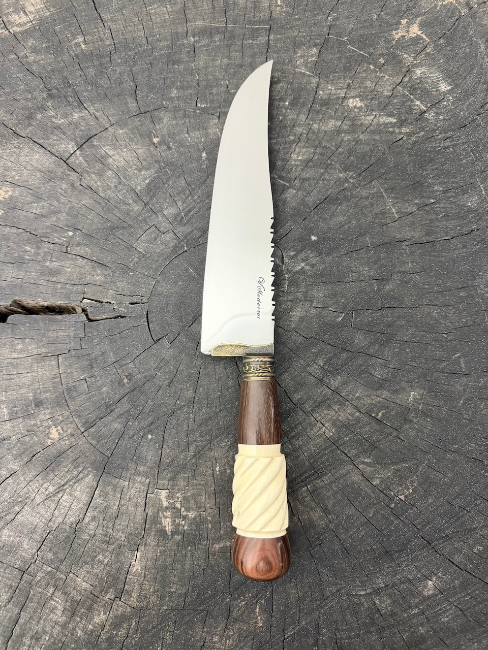 8" Artisan Knife, Ostrich Bone, SS440 - 190mm