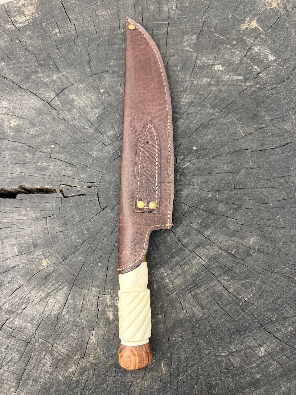 9" Artisan BBQ Knife, Ostrich Bone, SS440 - 230mm