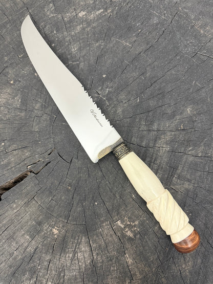 9" Artisan BBQ Knife, Ostrich Bone, SS440 - 230mm