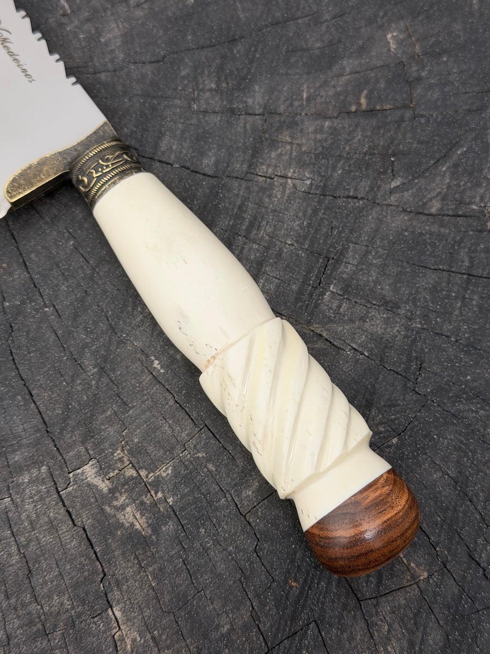 9" Artisan BBQ Knife, Ostrich Bone, SS440 - 230mm