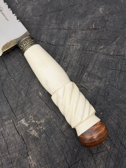 9" Artisan BBQ Knife, Ostrich Bone, SS440 - 230mm