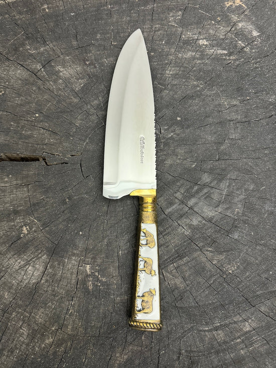 8" Picanha Chef Knife, Brass Handle, SS440 - 200mm