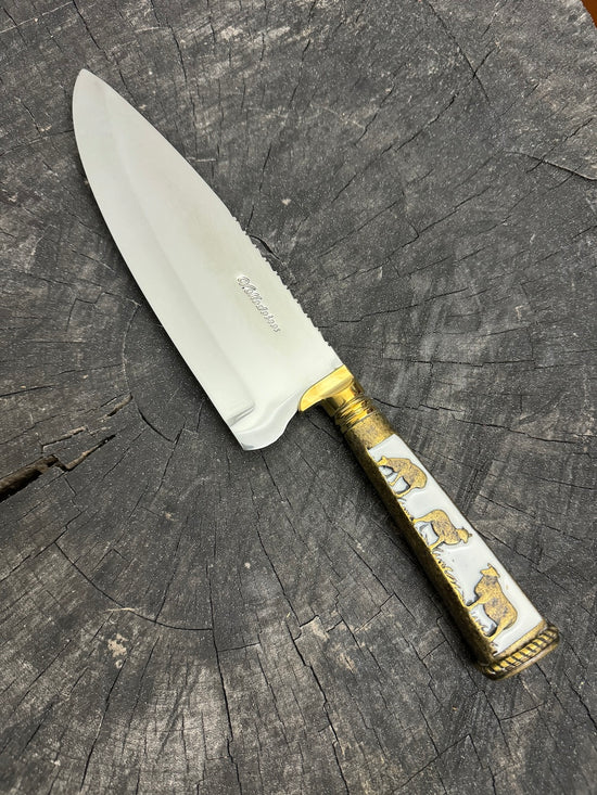 8" Picanha Chef Knife, Brass Handle, SS440 - 200mm