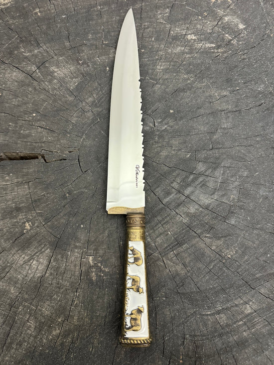 10" Chef Knife, Brass Handle, SS420 - 250mm
