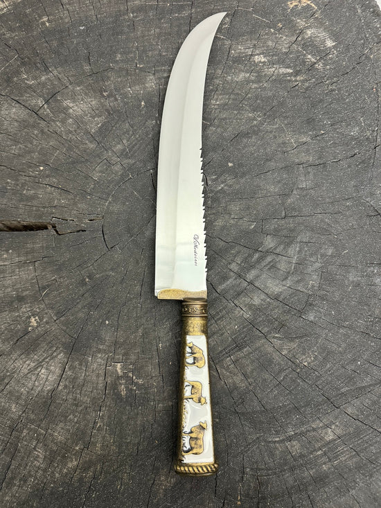 10" Butchers Knife, Brass Handle, SS440 - 250mm