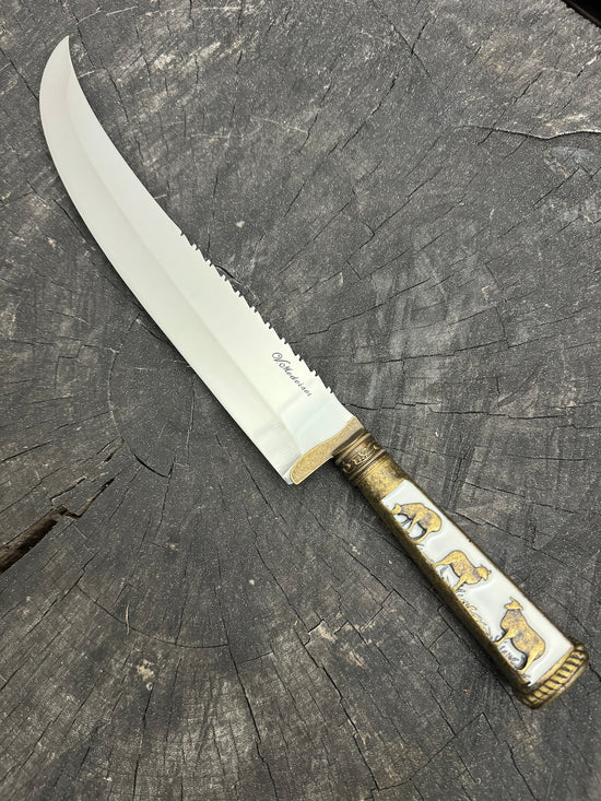 10" Butchers Knife, Brass Handle, SS440 - 250mm