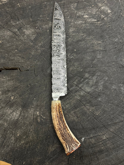 10&quot; Damascus Knife, Deer Antler, CS1095 15n20