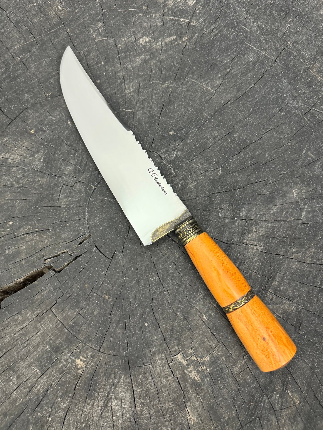 8" Artisan Knife, Native Hardwood & Nickel Rings, SS440 - 190mm