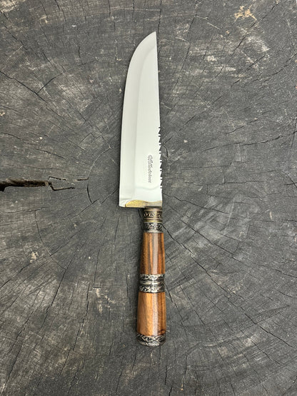 8&quot; Artisan Knife, Native Hardwood &amp; Nickel Rings, SS440 - 190mm