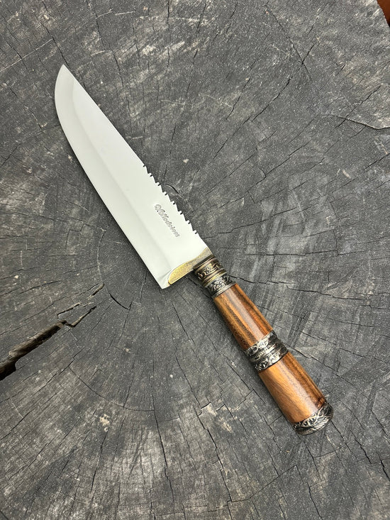 8" Artisan Knife, Native Hardwood & Nickel Rings, SS440 - 190mm