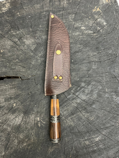 8&quot; Artisan Knife, Native Hardwood &amp; Nickel Rings, SS440 - 190mm