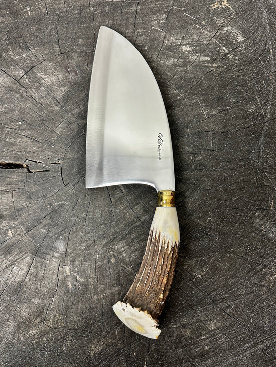 8" Cutelo / Serbian Knife / Cleaver, Deer Antler, SS440