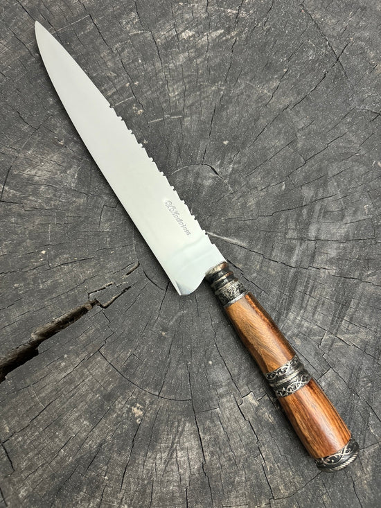 10" Chef Knife, Jacaranda Hardwood & Nickel Ring SS420 - 250mm