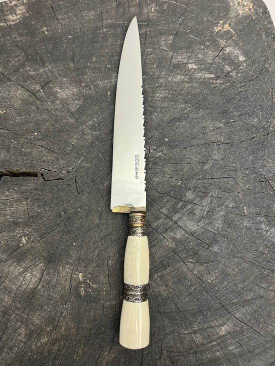10" Chef Knife, Ostrich Bone & Nickel Ring, SS420 - 250mm