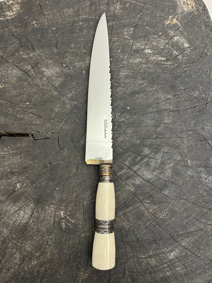 10&quot; Chef Knife, Ostrich Bone &amp; Nickel Ring, SS420 - 250mm