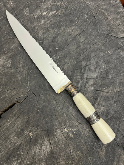 10&quot; Chef Knife, Ostrich Bone &amp; Nickel Ring, SS420 - 250mm