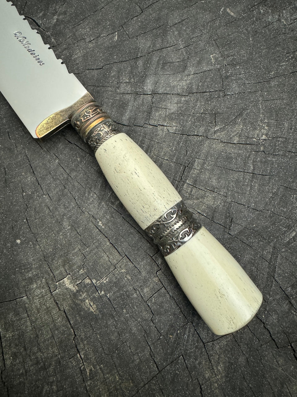 10&quot; Chef Knife, Ostrich Bone &amp; Nickel Ring, SS420 - 250mm