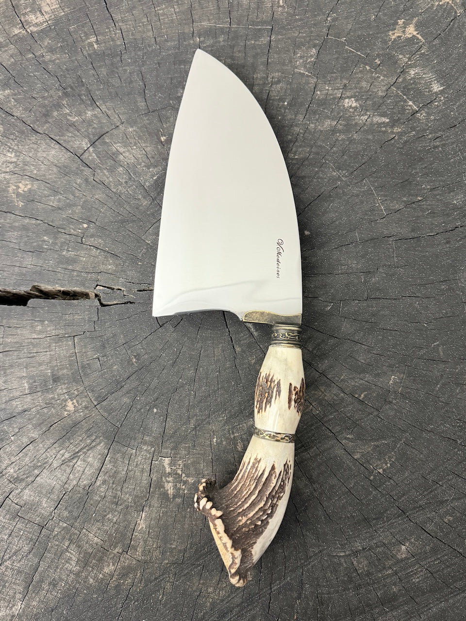 8" Cutelo / Cleaver, Deer Antler Roseta, SS440 - 190mm