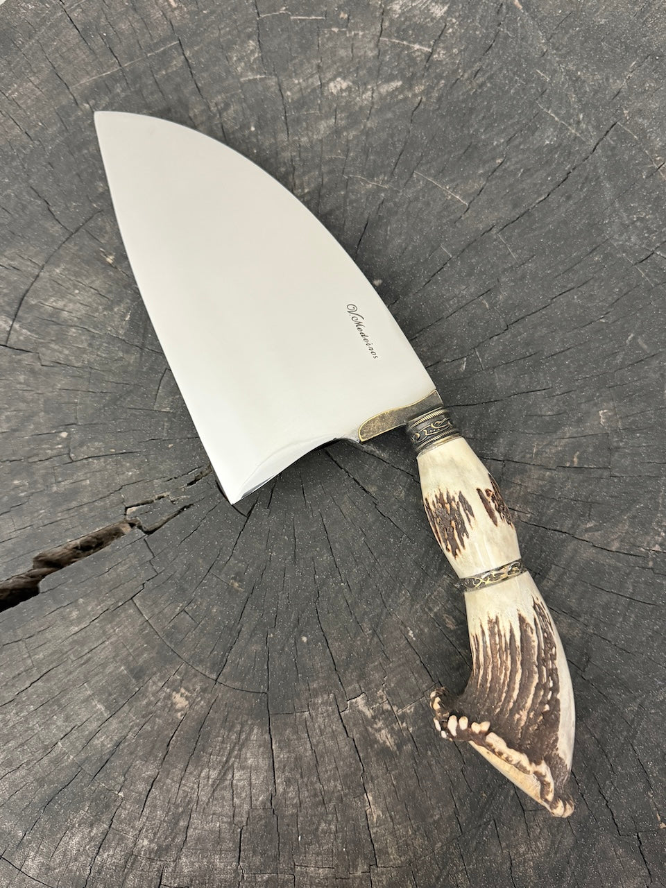 8" Cutelo / Cleaver, Deer Antler Roseta, SS440 - 190mm