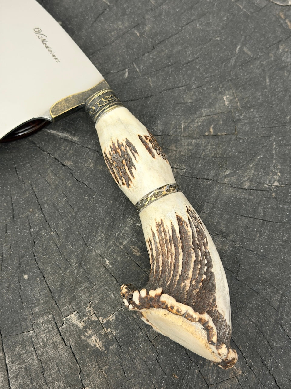 8" Cutelo / Cleaver, Deer Antler Roseta, SS440 - 190mm