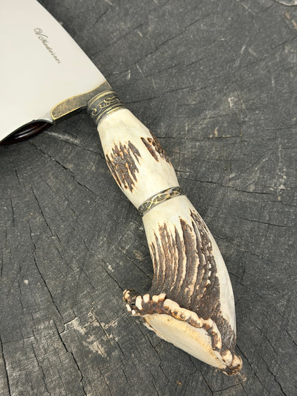 8" Cutelo / Cleaver, Deer Antler Roseta, SS440 - 190mm