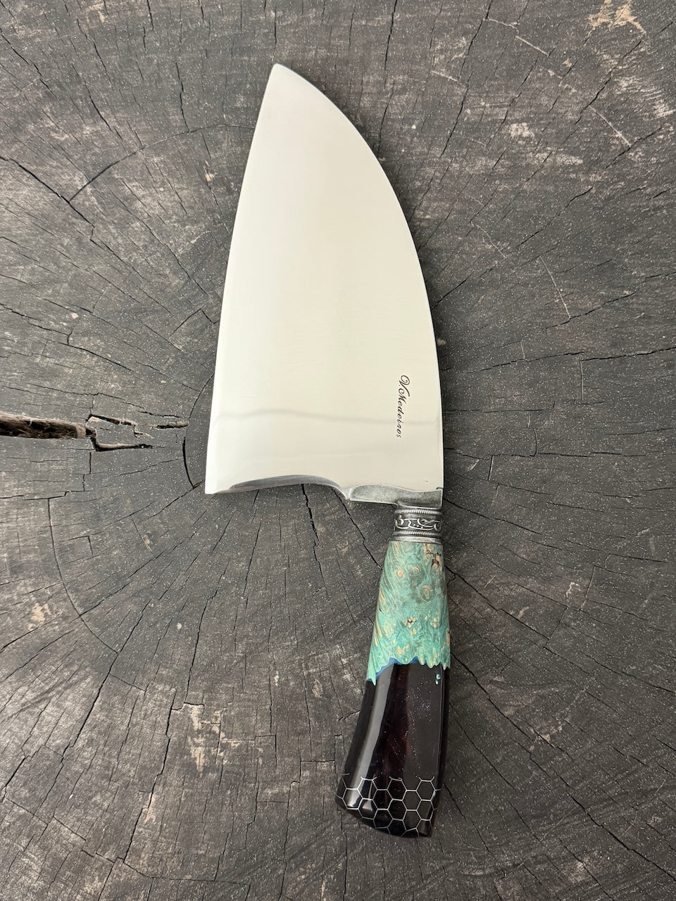 8" Cutelo / Cleaver, Glowing Hybrid Maple Burl, SS440 - 190mm