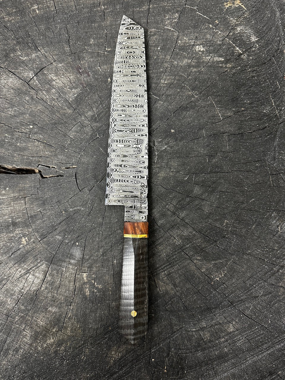 9&quot; Damascus Knife, Curly Maple, GH CS1095 15n20