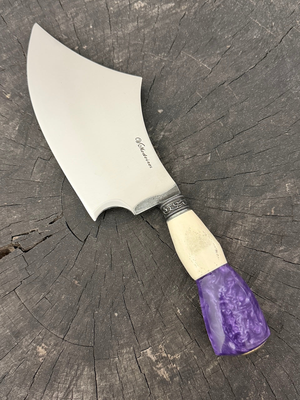 7" Cutelo Wild Cleaver, Ostrich Bone &amp; Custom Block, SS440 - 180mm