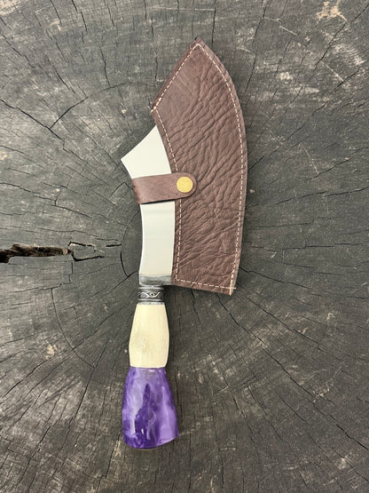 7" Cutelo Wild Cleaver, Ostrich Bone &amp; Custom Block, SS440 - 180mm