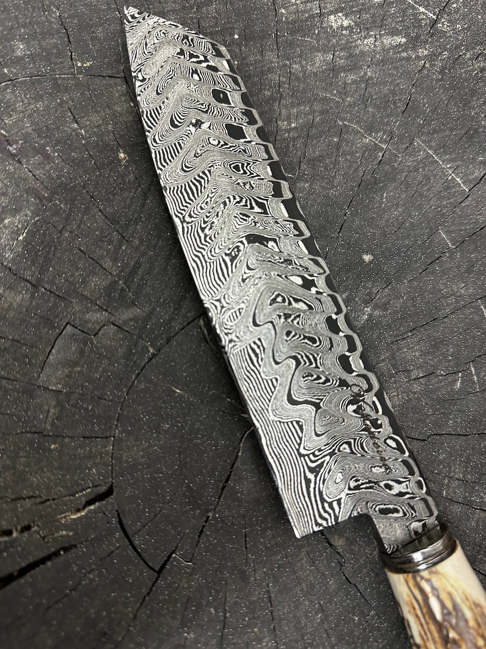 8&quot; Damascus Knife, Deer Antler, CS1095 15n20