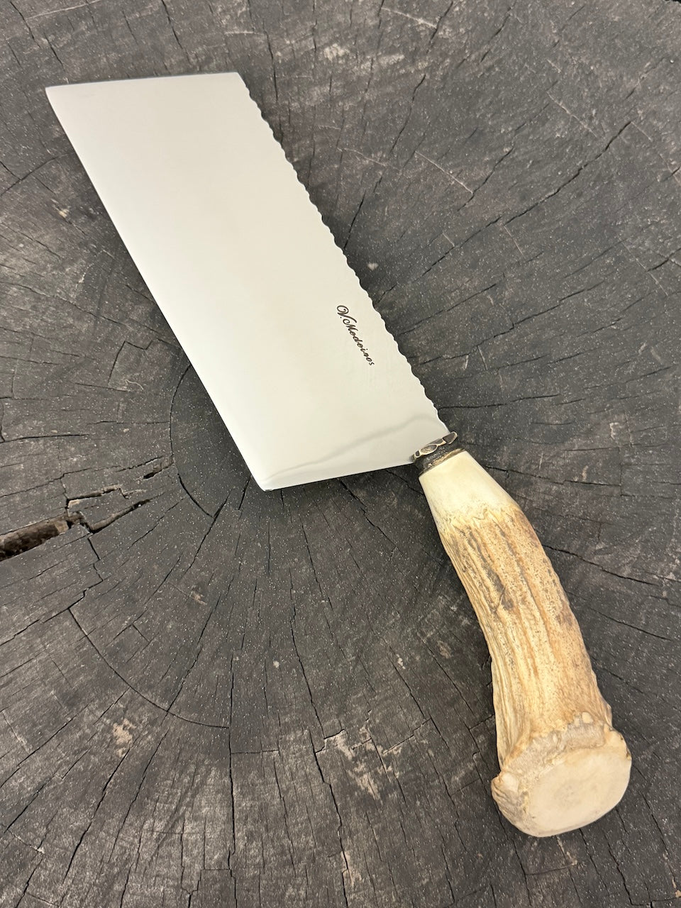 8" Chefs Cleaver, Deer Antler Roseta, SS440 - 200mm