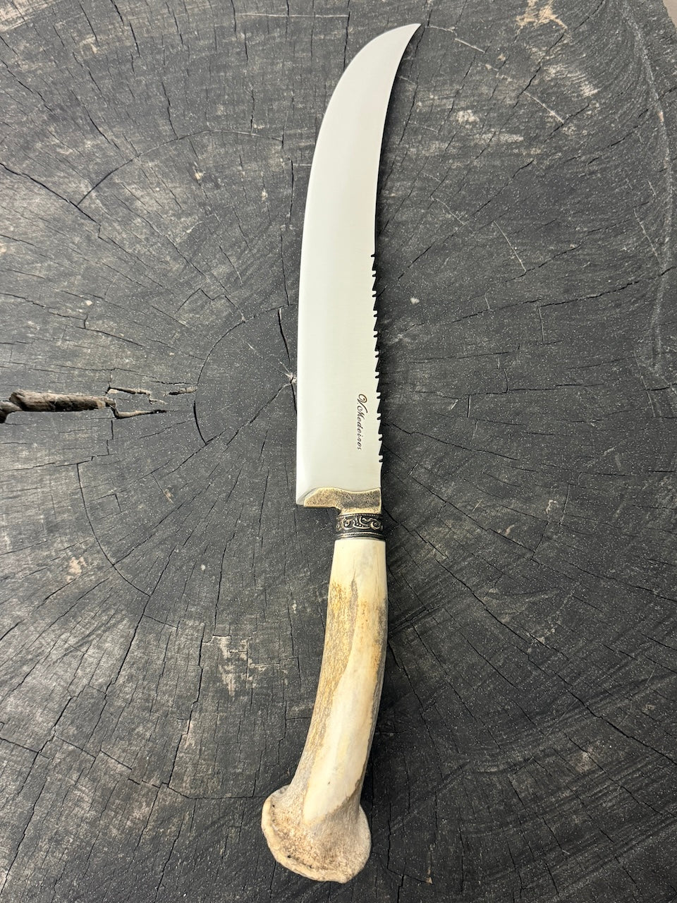 10" Butchers Knife, Deer Antler Roseta, SS440 - 250mm
