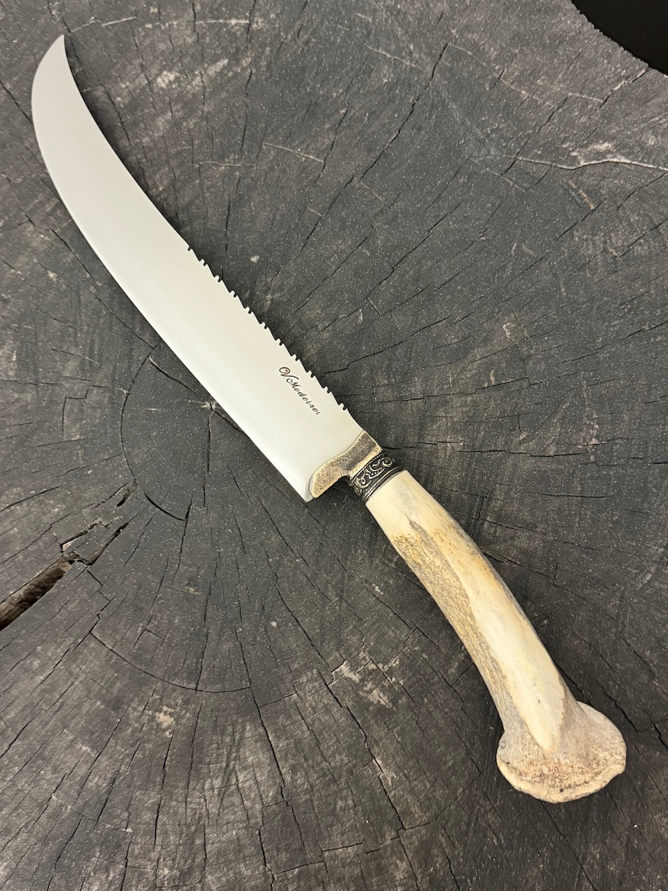 10" Butchers Knife, Deer Antler Roseta, SS440 - 250mm