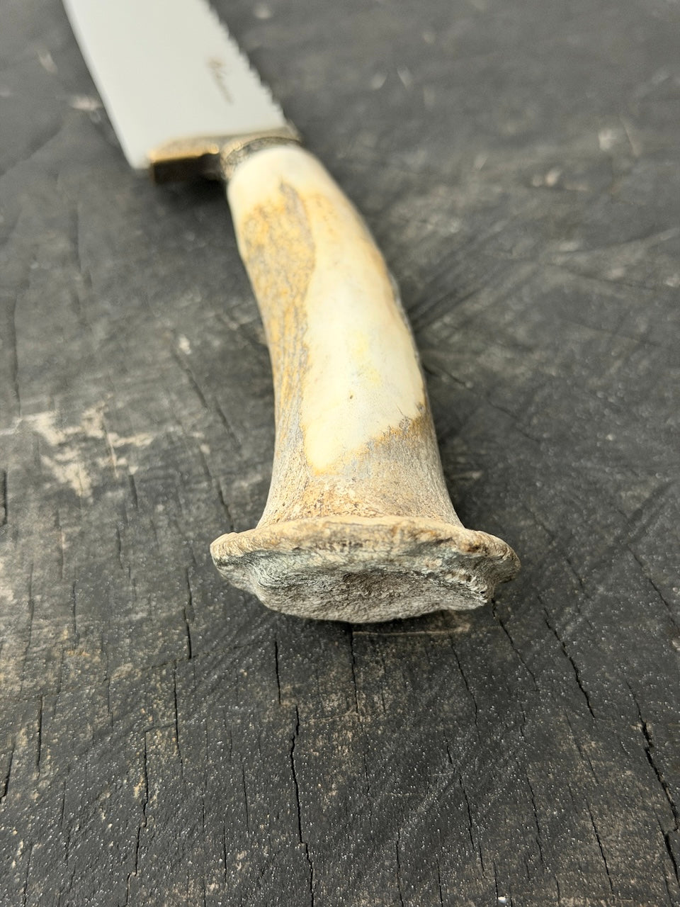 10" Butchers Knife, Deer Antler Roseta, SS440 - 250mm