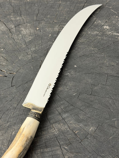 10" Butchers Knife, Deer Antler Roseta, SS440 - 250mm