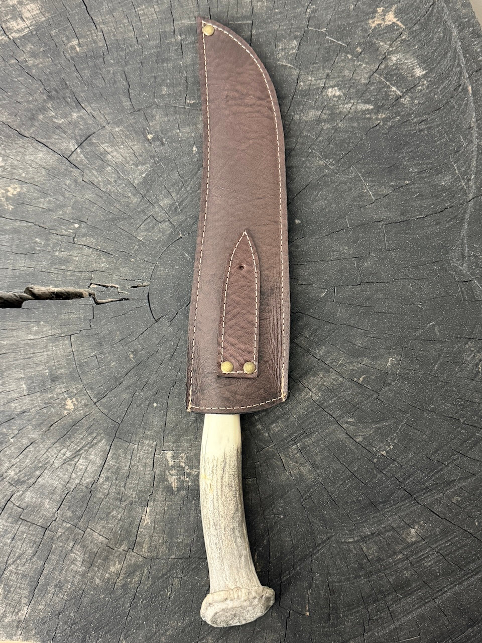 10" Butchers Knife, Deer Antler Roseta, SS440 - 250mm