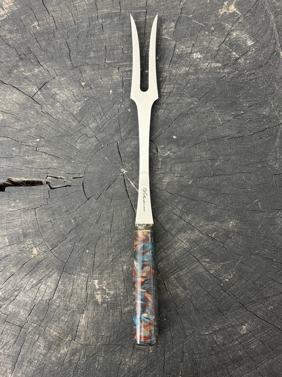 10" BBQ &amp; Grill Fork, Custom Block, SS440 - 250mm