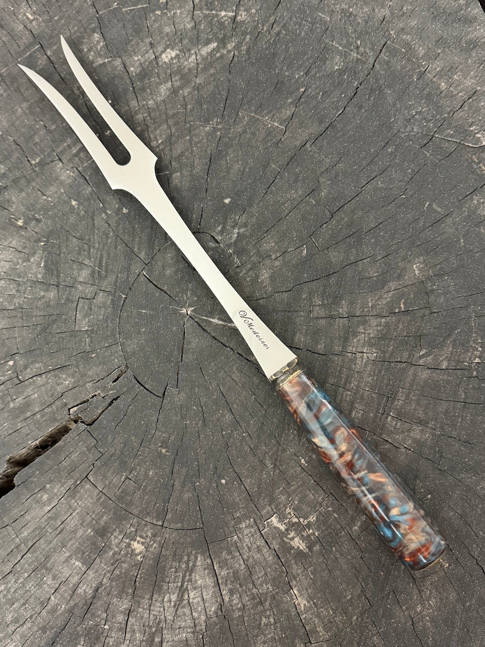 10" BBQ &amp; Grill Fork, Custom Block, SS440 - 250mm