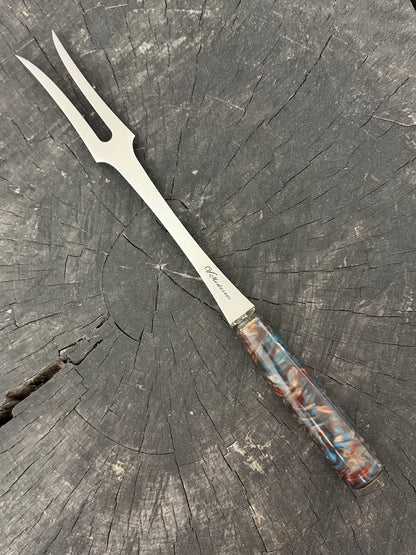 10" BBQ &amp; Grill Fork, Custom Block, SS440 - 250mm