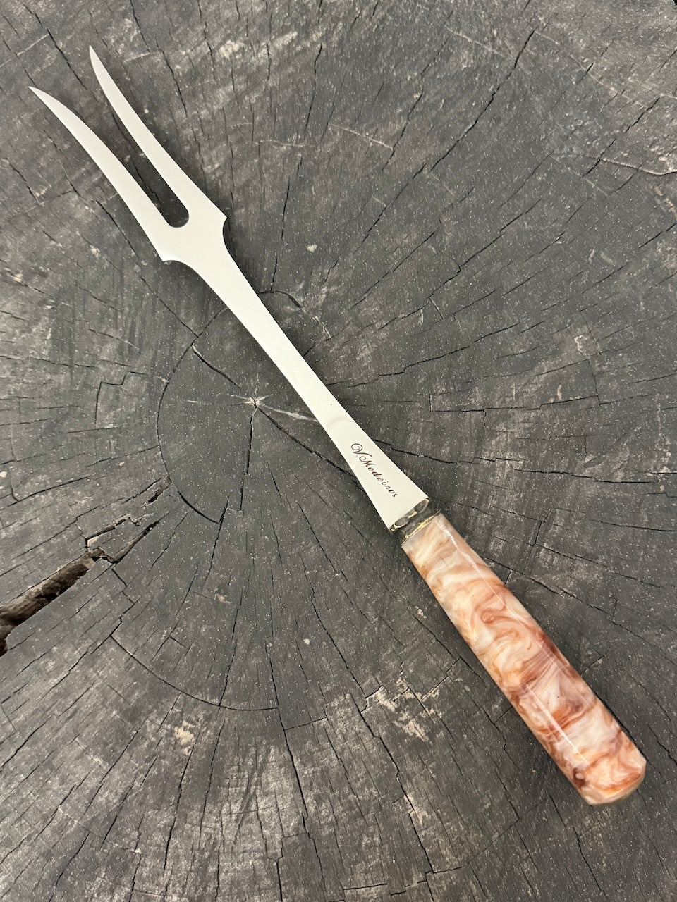 10" BBQ &amp; Grill Fork, Custom Block, SS440 - 250mm