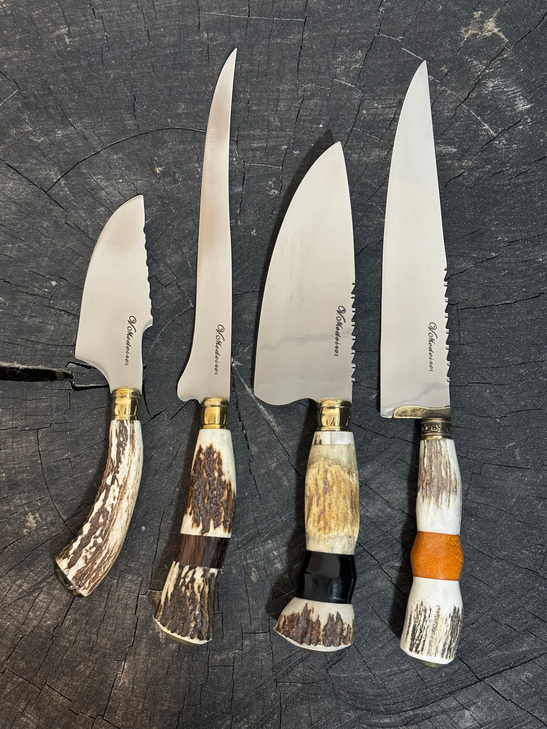 BBQ Knife &amp; Fork Set, Deer Antler, SS440 - 220mm