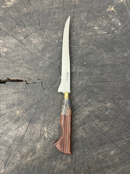 8&quot; Boning Knife, Jacaranda Hardwood &amp; Maple Burl, SS420 - 200mm