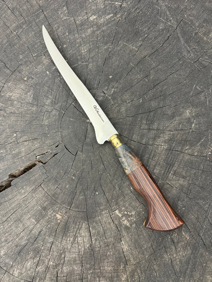 8&quot; Boning Knife, Jacaranda Hardwood &amp; Maple Burl, SS420 - 200mm
